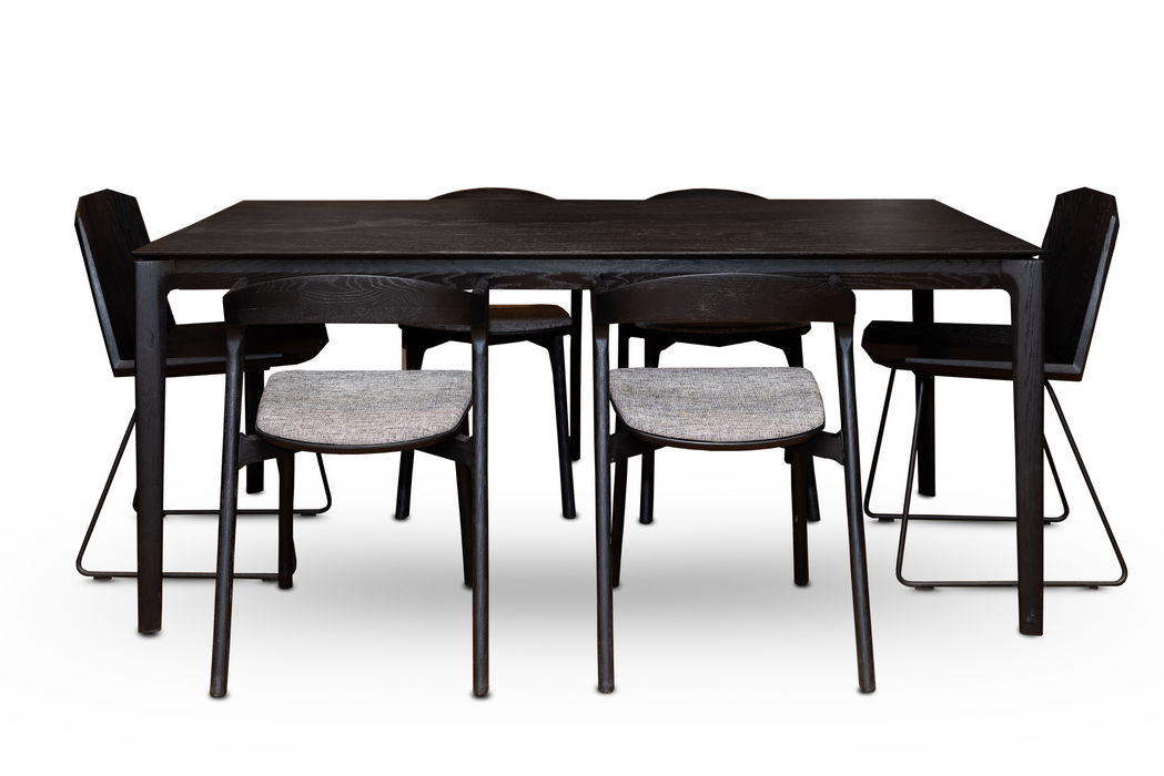 Black Oak Bok dining table w/ 6 chairs