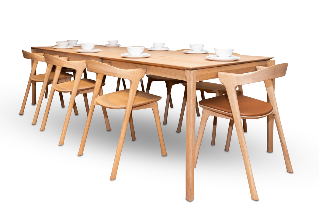 9 piece Oak Bok Extension Dining Table Set