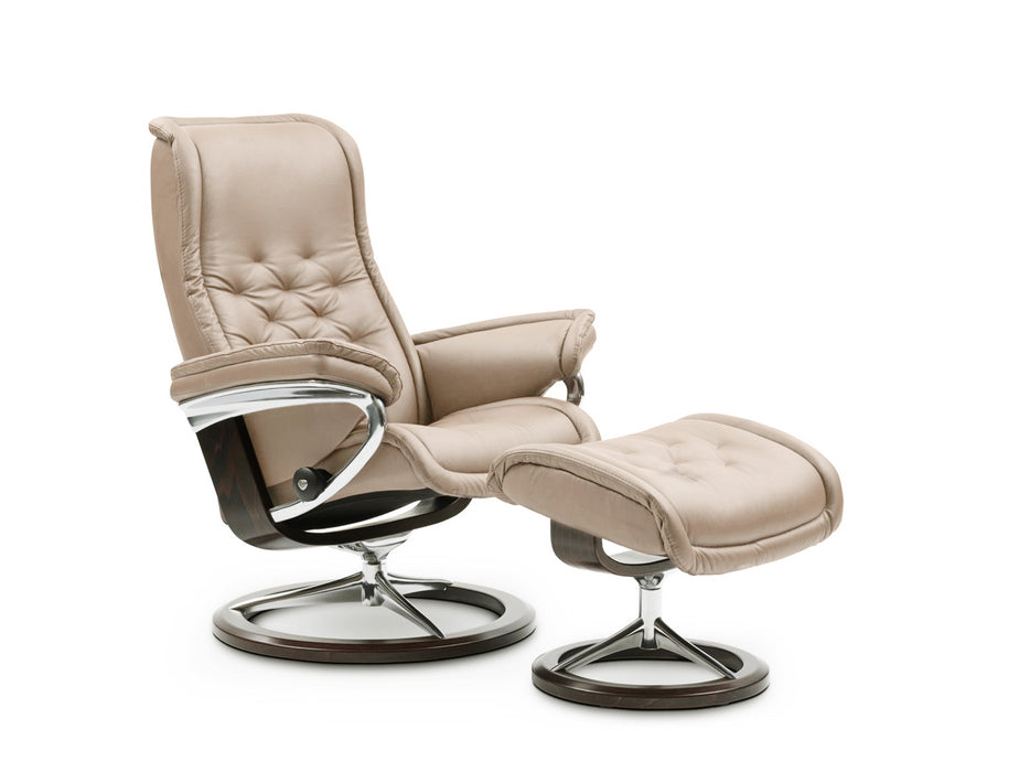 Stressless Royal Medium Signature Base Chair And Ottoman Set of Two