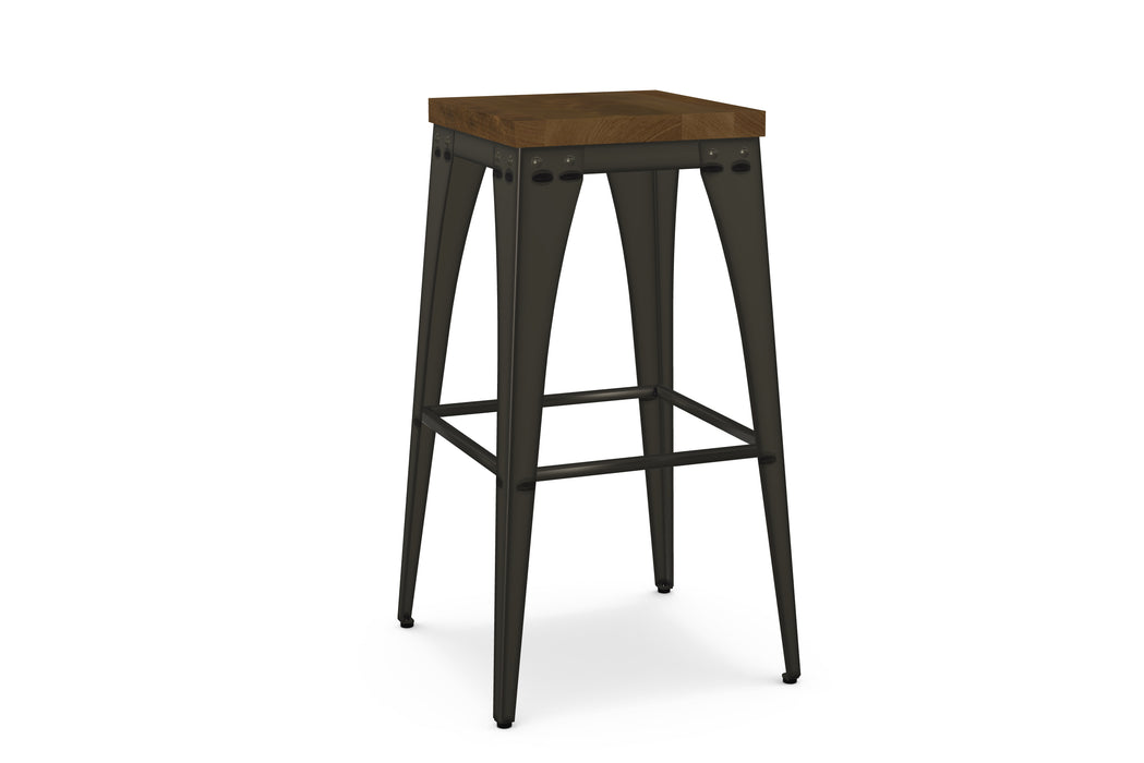 Upright Wood Seat Barstool