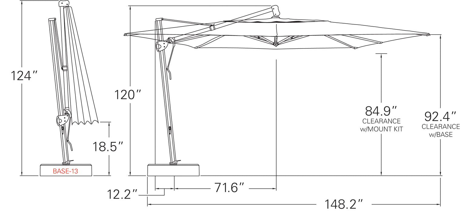 10' x 13' Rect. Cantilever Umbrella