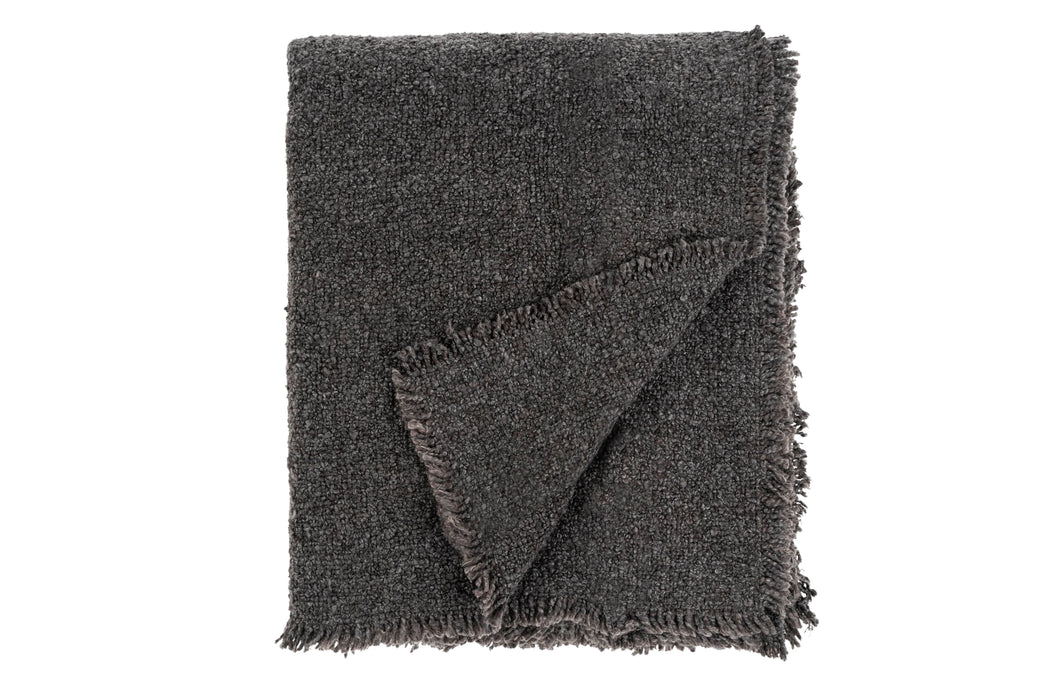 Charcoal Fringed Boucle Throw