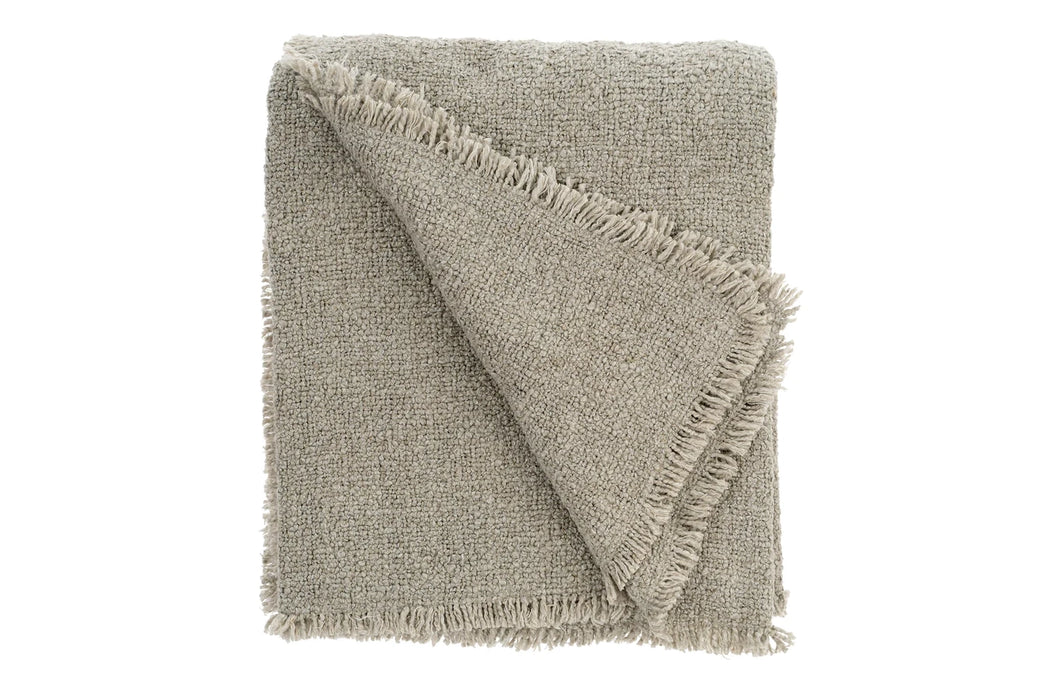 Fringed Boucle Throw Blanket Grey