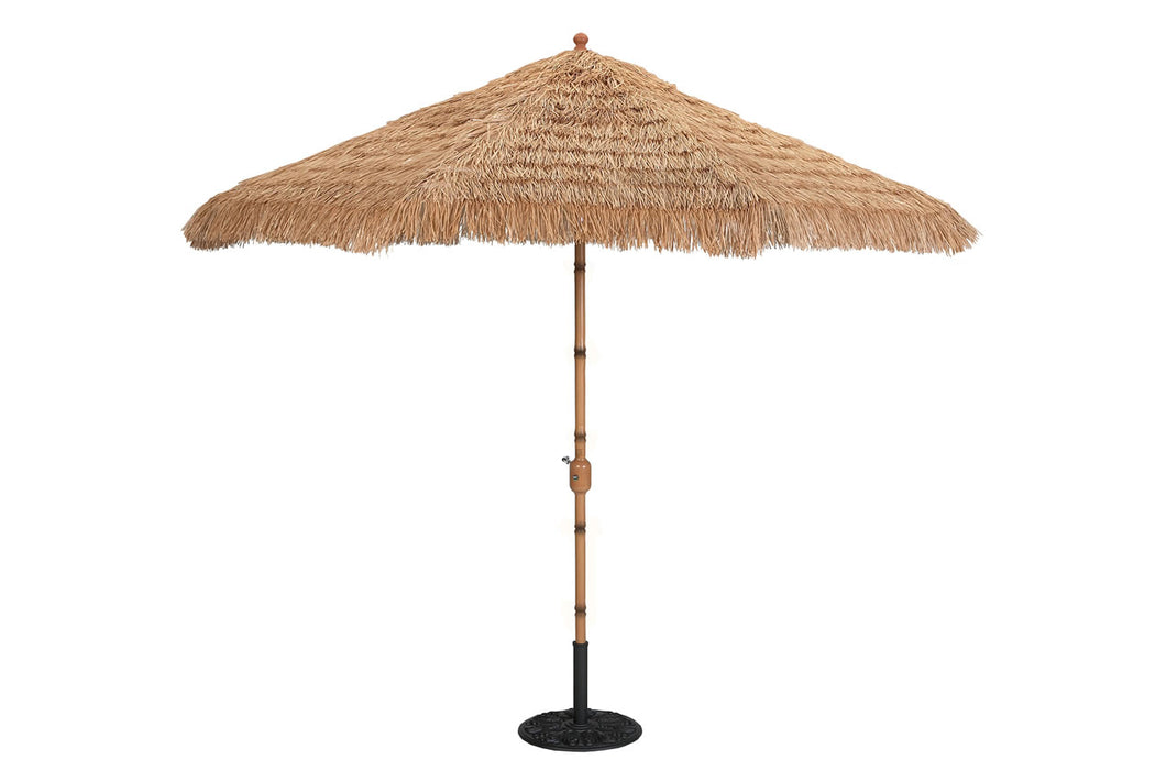 9' Deluxe Bamboo Thatch Auto Tilt Umbrella