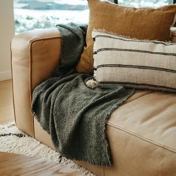 Charcoal Fringed Boucle Throw